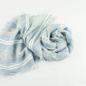 Blue White Striped Cotton Wrap Scarf